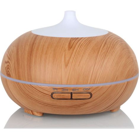 300ML Diffuseur Huiles Essentielles Electrique, Humidificateur d'air Ultrasonique Arrêt Automatique / 7 Lumières de Couleur / 3 Réglages de Minuterie, Bureau, Chambre, Yoga, Grain de Bois Clair (1/5)