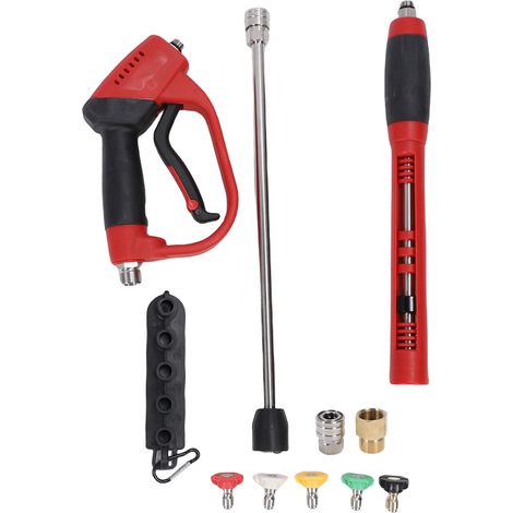 Ensemble de baguettes d'extension de pistolet de lavage à pression, raccord M22 en acier inoxydable, 5 embouts de buse, accessoires électriques 5200PSI (1/5)