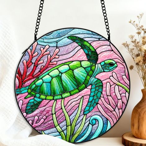 Attrape-soleil oiseau vitrail 9 cm décoration fenêtre suspendue animal lumineux cadeau maison (1/5)
