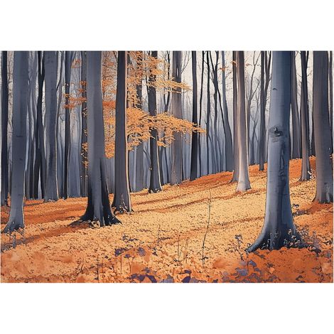 Papier peint panoramique forêt arbres nature intissé 150x105 cm mural salon chambre petit format (1/5)