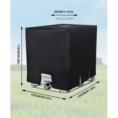 Plane für 1000-Liter-IBC-Container, Wassertankplane, UV- und staubdicht für Regenwassernutzungsanlagen mit Verschlusskappe. (1/3)