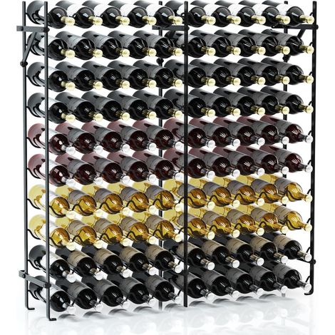 COSTWAY Cantina Portabottiglie in Metallo, Scaffale Espositivo per Vino Stabile Senza Oscillazioni, Porta Vino a 10 Ripiani per 100 Bottiglie, per Bar, Cantina e Sala da Pranzo, 98 x 25,5 x 100 cm (1/5)