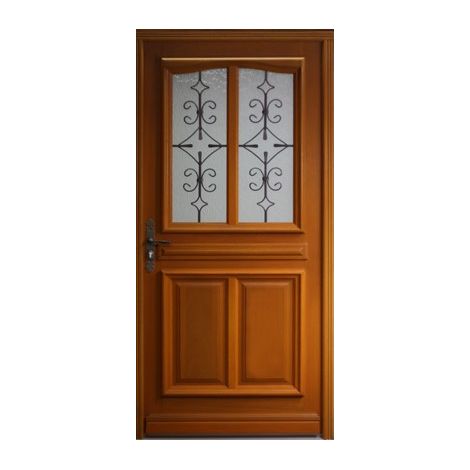 Porta d'ingresso in legno esotico - Dimensioni 200 X 80 Spinta a destra (dimensioni della tabella) (1/5)
