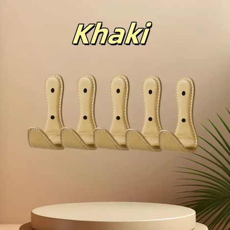 Set mit 5 gepolsterten, khakifarbenen Metallhaken – Wandorganizer für Mantel, Handtuch und Schlüssel, ideal für Badezimmer, Eingangsbereich oder Schlafzimmer