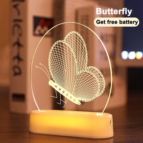 Lampe Décorative 3D - Veilleuse Noël Extérieur Intérieur - Alimentation Piles ou USB - 16,2 x 13 cm - Blanc Chaud (1/5)