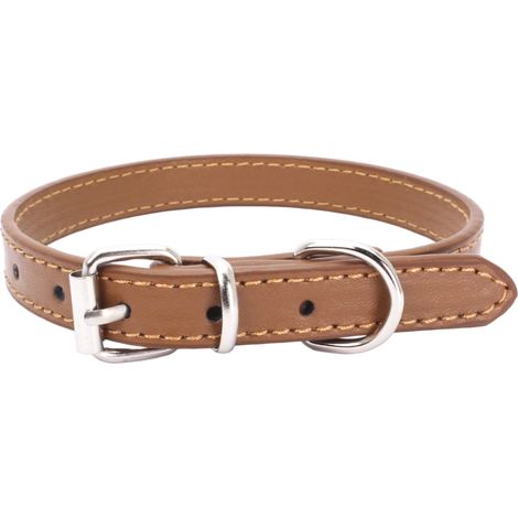 Collier Pour Chien - Cuir Véritable Roulé - Ajustable 12 À 15 Pouces - Pour Chiens Et Chats De Taille Petite À Grande - Brun (1/5)
