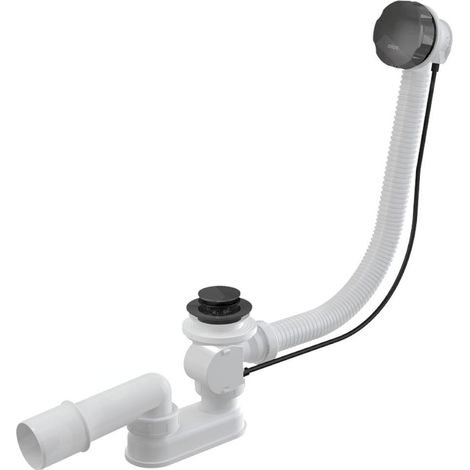 Alcadrain A55K-GM-B Ensemble complet de vidange et trop-plein pour baignoire, automatique, finition métal de fusil – mat brossé (1/2)