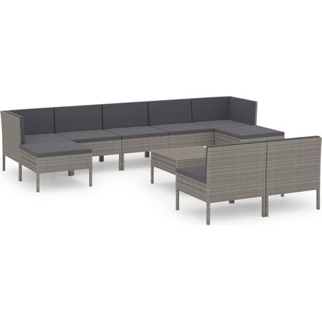 Maison Exclusive - 10-tlg. Garten-Lounge-Set mit Auflagen Poly Ra