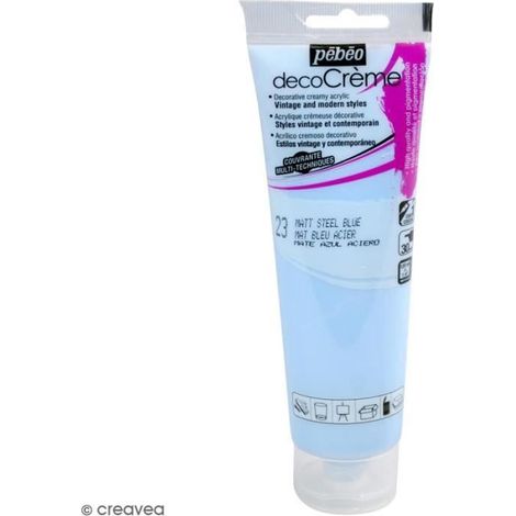 Peinture acrylique - PEBEO - DecoCrème - Bleu acier - 120 ml - Finition Mat (1/2)