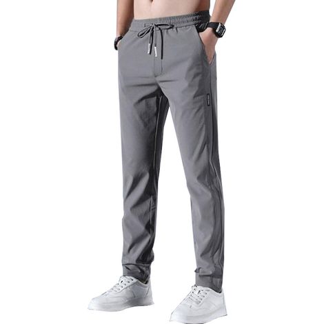 Schnelltrocknende, dehnbare und atmungsaktive Sporthose für Herren, ideal zum Laufen und Joggen. Mit Kordelzug im Bund und Taschen. Größe 2XL, Dunkelgrau. (1/5)