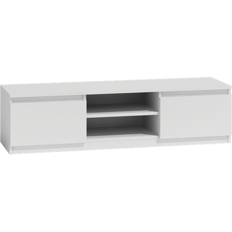 CDF TV-Schrank 140  Farbe: Mattweiß  Moderner Fernsehtisch  Ablagen für Audio-/Videogeräte  Stauraum für Kleinigkeiten  Ideal für Wohnzimmer, Schlafzimmer  Einfache Montage