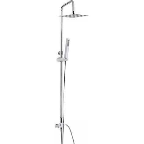 Colonna doccia regolabile in acciaio con deviatore integrato doccetta monogetto e soffione quadrato ultraslim 20X20 cm (1/2)