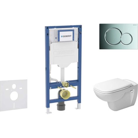 Geberit Duofix - Set Vorwandelement, D-Code-WC mit Softclose-Sitz und Sigma01-Betätigungsplatte, Chrom glänzend SANI11CP1101 (1/5)