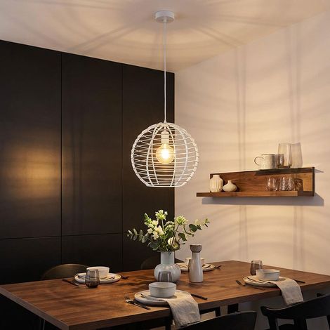 LED Hängeleuchte Pendelleuchte Esszimmerlampe weiß höhenverstellbar H 120 cm (1/5)