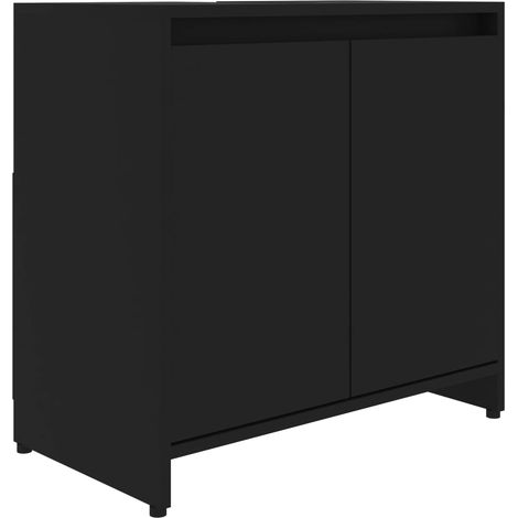INLIFE Armoire de salle de bain Noir 60x33x61 cm Aggloméré (1/5)