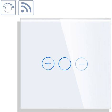 Interruptor táctil con regulador TRIAC Dimmer + WiFi KOOB frontal cristal blanco (1/4)
