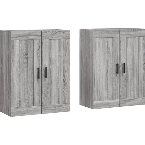 2 pcs Buffet，Bahut， Armoires murales sonoma gris bois d'ingénierie CFW82738 (1/5)