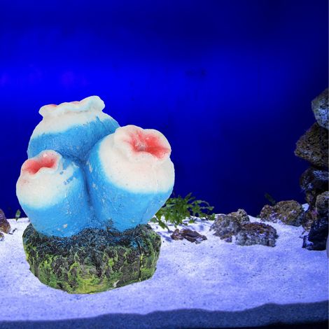 Décoration de Bocal à Poissons avec Pierre à Bulles Bleue en Forme de Trois Fleurs pour Aération et Embellissement des Aquariums - AUTRES (1/5)