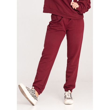 Damen-Jogginghose - Damen-Jogginghose - Burgunderrote Jogginghose M1056 Größe L (1/5)