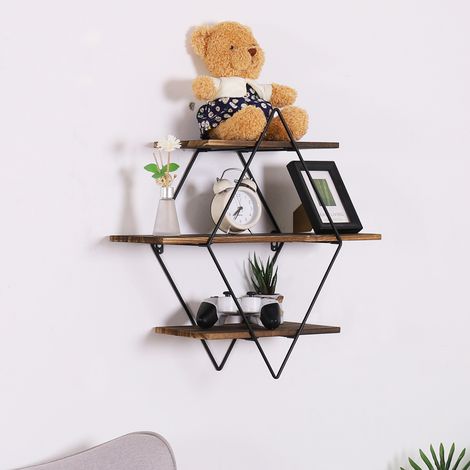 Etagère Murale Design Support Industrielle Vintage en Bois et Métal pour Salon Chambre Cuisine Bibliothèque Éagère Flottantes (1/5)