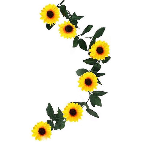 1 guirlande de tournesol en rotin vert, ornement de couronne de mariage (jaune)-225X10cm-Yellow