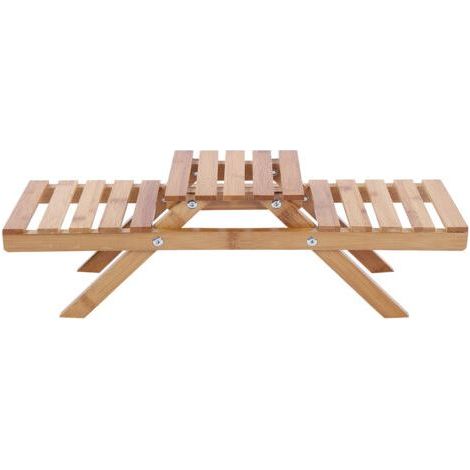 2-Tier Foldable Wooden Potted Plant Flower Storage Shelf Garden Storage Rack (1/5)