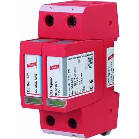 DEHN PARAFOUDRE MONOPHASÉ DÉBROCHABLE ET AUTOPROTÉGÉ TYPE 2 15KA 230V - 952179