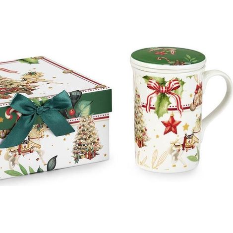 Fade Astro mug Natale porcellana con filtro e coperchio 18x16,5x8 cm
