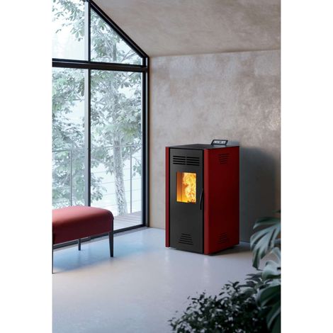 Invicta Stufa a Pellet Adrano 7 Plus - Rosso - 47x56x95 cm - 8,2 kW (1/3)
