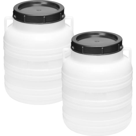 Garronda réservoir d'eau de 2 x 10 litres, Baril Alimentaire, fût à Large Ouverture en HDPE et sans BPA, tonneau de Jardin, bac à Aliments pour Animaux, conteneur d'eau, tonneau Universel GD-0078, Bla