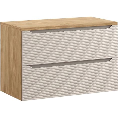 Set da bagno YOKA beige: mobile sottolavabo con cassetti 90 cm + piano lavabo