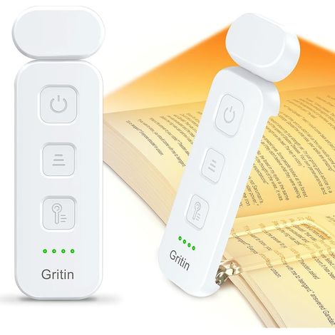 Lampe de Lecture Rechargeable, 3 Couleurs Protection des Yeux & 5 Niveaux de Luminosité Réglables, Portable Longue Durée Mini Liseuse Lampe Clip pour Lire au Lit,Blanc