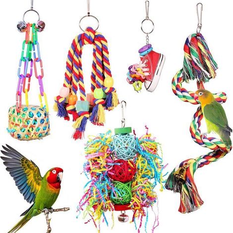 Jouets pour oiseaux avec perchoir en corde – Idéal pour les perruches, perroquets, conures, calopsittes, perruches et inséparables,q (1/5)