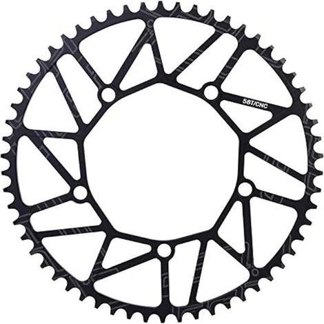 Plateau de vélo 50/52/54/56/58 dents pour extérieur, dents positives et négatives, entraxe 130, pédalier monodisque, alliage d'aluminium (58 dents). (1/5)