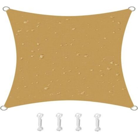 Voile d'ombrage carrée, imperméable, coupe-vent, résistante aux UV, convient pour cour, jardin, terrasse 2x2m jaune sable