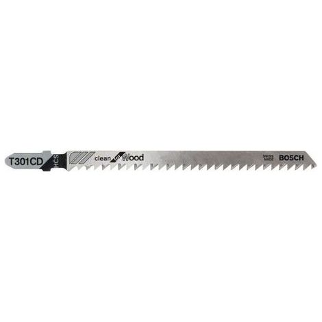 Bosch Professional 3 x Lame per seghetto alternativo T 301 CD Clean for Wood (per Legno tenero, thick workpiece, accessorio Seghetto alternativo)