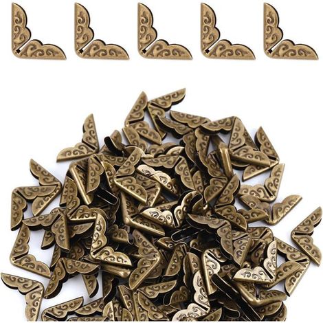 100 protège-coins métalliques pour livres Lot de 100 Style vintage Fer Protection des bords et des coins Albums photo, menus, classeurs (1/5)