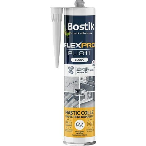 Bostik – Mastic colle silicone blanc haute performance – Adhésion ultra-forte sur bois, métal, PVC – Étanchéité parfaite, résiste à l'eau et intempéries