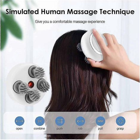 Elektrisches Kopfhautmassagegerät, tragbares Kopfmassagegerät zur Förderung des Haarwachstums, tragbares Haarmassagegerät mit 4 Massageköpfen (1/5)
