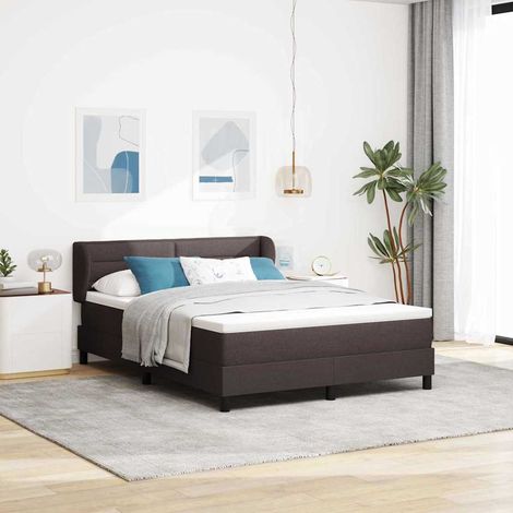 vidaXL Cama tipo Box Spring Marrón Oscuro 160 x 200 cm tela (1/5)