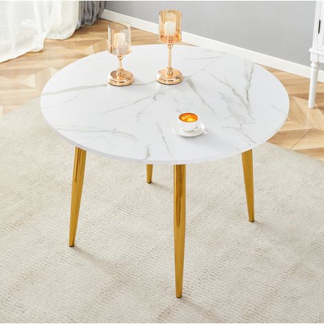 Table extensible 107-137x107x75 cm en MDF et métal blanc, gain de place pour salon FloraGrace (1/5)