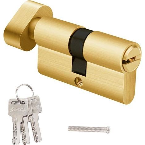 30/30-Zylinder mit Drehknopf, 3 Schlüssel, 2 Befestigungsschrauben, 60-mm-Messingzylinderschloss, Schließzylinder mit Drehknopf, Türschloss (1/5)