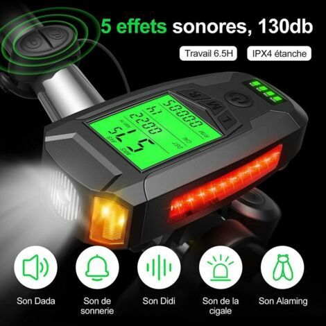 Lumiere Velo, Eclairage Velo USB Rechargeable avec Compteur Velo Vitesse Ordinateur Velo Lampe LED Vélo Avant & Arrière Lumière Puissante pour VTT Cyclism Bicyclette Vélo de Montagne (1/4)