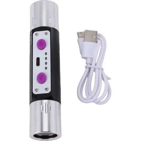 Lampe de poche à lumière violette 3W, Rechargeable, 254nm, 365nm, 395nm, détecteur de torche à double tête pour l'argent, les pierres précieuses, les peintures en porcelaine