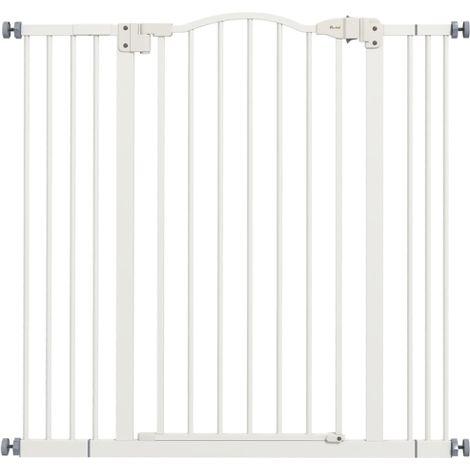 Adjustable Pressure Fit Dog Stair Gate No Drill Safety Gate with Auto Close for Doorways and Hallways, 74-100cm, 94cm Tall, White (1/5)