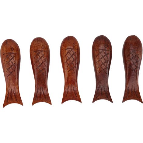 5 Pièces Porte-Baguettes en Bois en Forme de Poisson Support pour Cuillère Fourchette Couteau Rangement de Table (1/5)