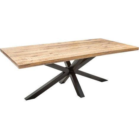 Esstisch SOLARA 200 cm – Platte aus Massivholz und schwarzem Metall