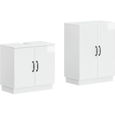 Maison Exclusive - Set di Armadi da Bagno da 2 Pezzi HOORN Bianco Lucido (1/5)