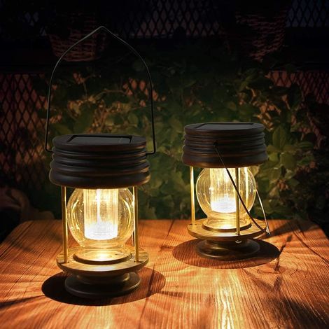 Lanterne solaire LED pour l'extérieur, lampes solaires vintage à suspendre, lanterne solaire étanche pour le jardin - AquaForge (1/5)