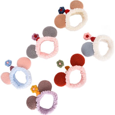 Lot de 6 bandeaux pour cheveux mignons en forme de tournesol en 3D, parfaits pour se laver le visage ou pour se maquiller. (1/5)